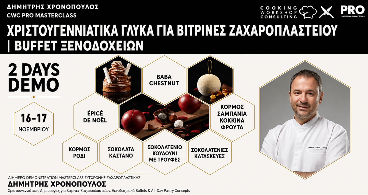 Σεμινάριο ΧΡΙΣΤΟΥΓΕΝΝΙΑΤΙΚΑ ΓΛΥΚΑ ΓΙΑ  ΒΙΤΡΙΝΕΣ ΖΑΧΑΡΟΠΛΑΣΤΕΙΩΝ
