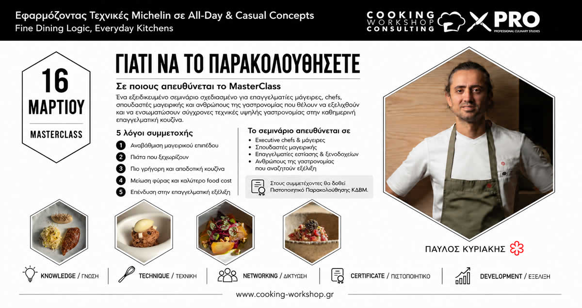 Σεμινάριο ΕΦΑΡΜΟΖΟΝΤΑΣ ΤΕΧΝΙΚΕΣ MICHELIN ΣΕ ALL-DAY ΚΑΙ CASUAL CONCEPTS