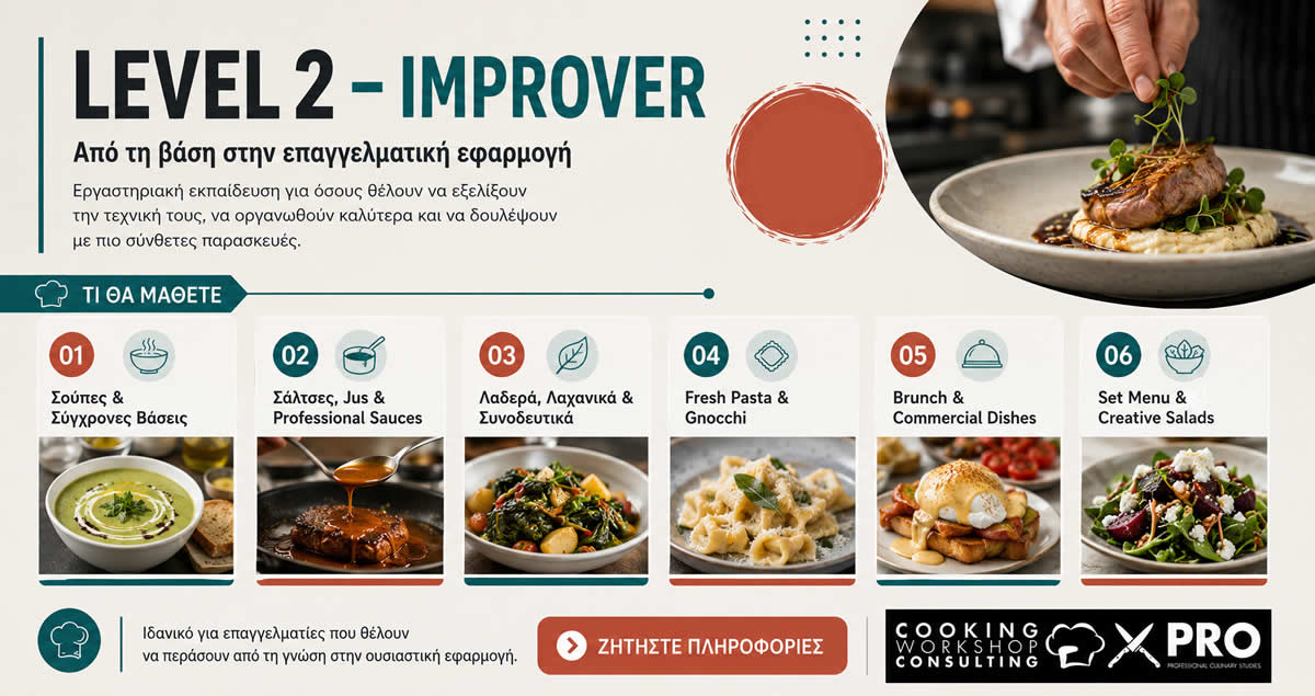 Cooking workshop Consulting Πρόγραμμα Ταχύρρυθμης Εκπαίδευσης στη μαγειρική